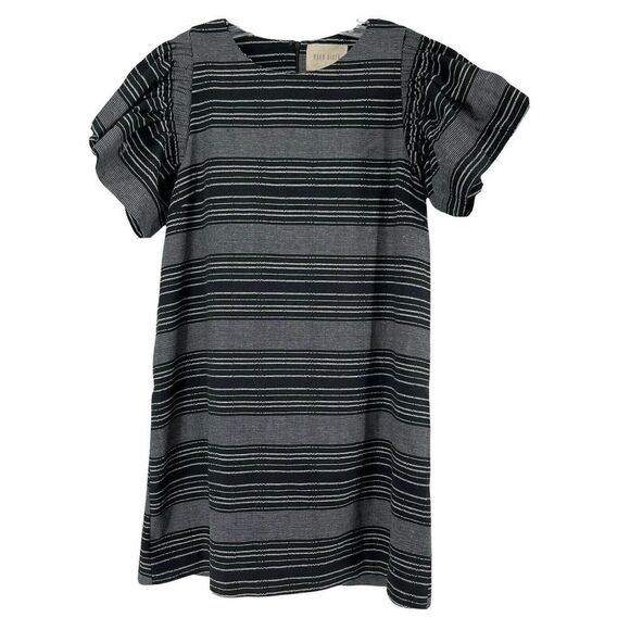 Moon River Dress Flutter Sleeve Black Striped Mini Casual Womens Size S Bohemian - Picture 1 of 7